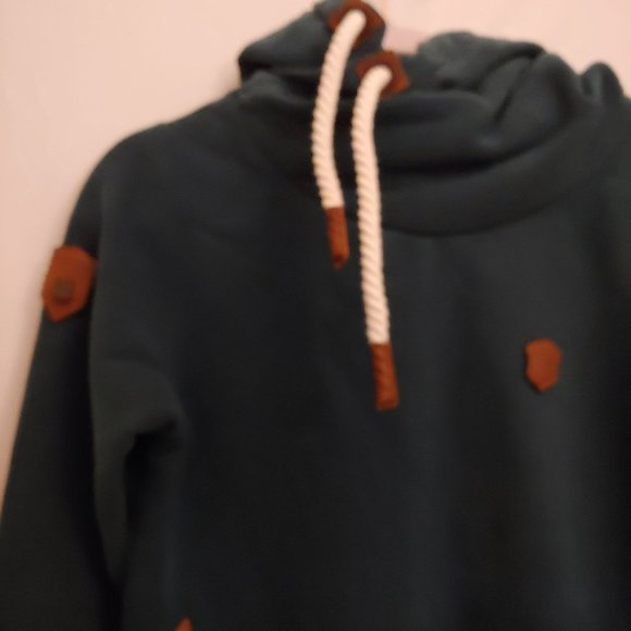 Naketano Brave New World Thick Teal Coastal Cowl Neck Pullover Hoodie Medium - Picture 2 of 14